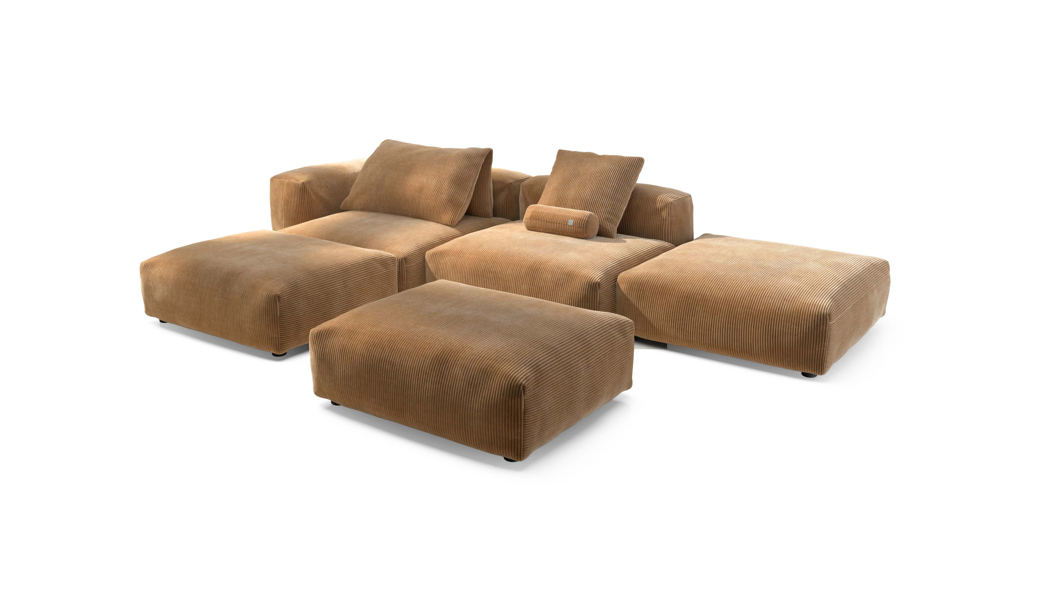 vetsak | Sofa Set 09 - The Island - Cord Velour - Camel | Modular Sofa | 7 Seater | Sofa Island - Image 4