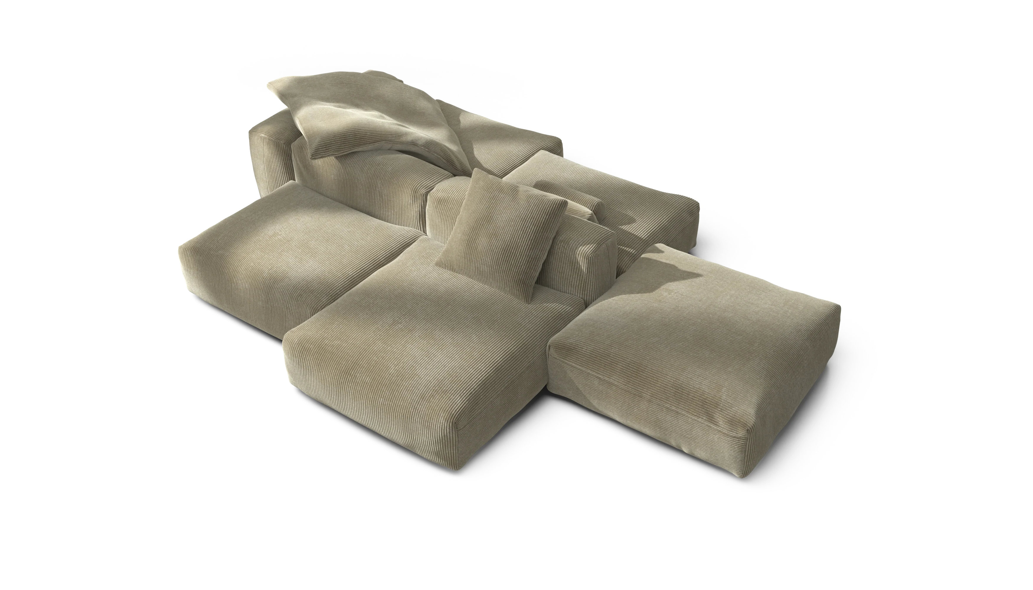vetsak | Sofa Set 09 - The Island - Cord Velour - Khaki | Modular Sofa | 7 Seater | Sofa Island - Image 3