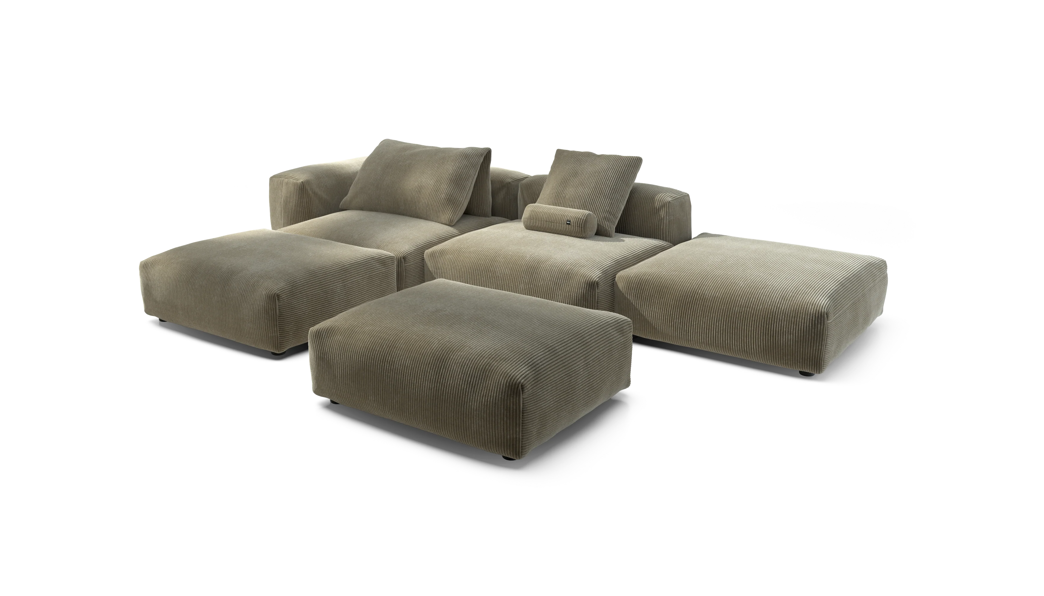 vetsak | Sofa Set 09 - The Island - Cord Velour - Khaki | Modular Sofa | 7 Seater | Sofa Island - Image 4