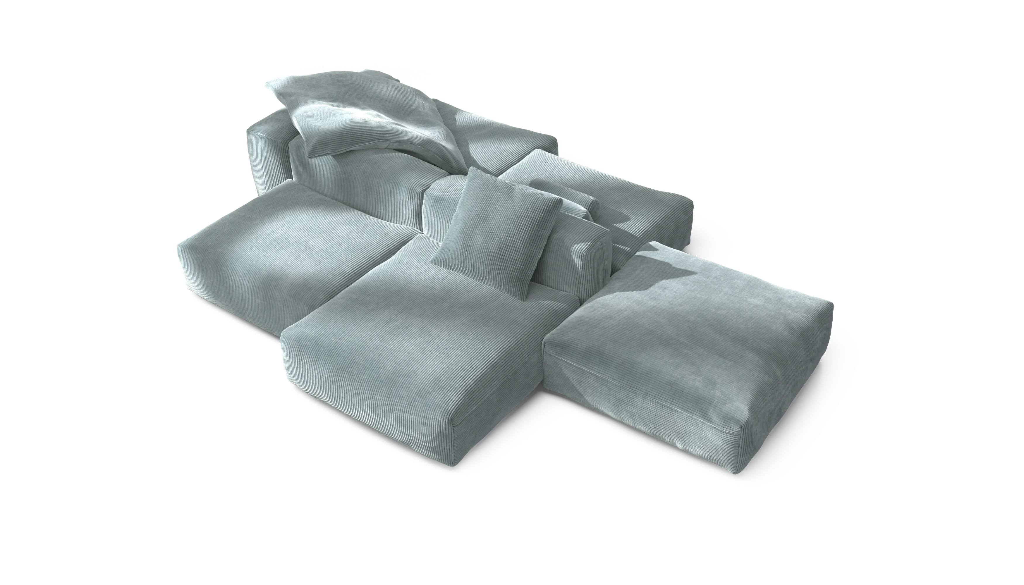 vetsak | Sofa Set 09 - The Island - Cord Velour - Mint | Modular Sofa | 7 Seater | Sofa Island - Image 3
