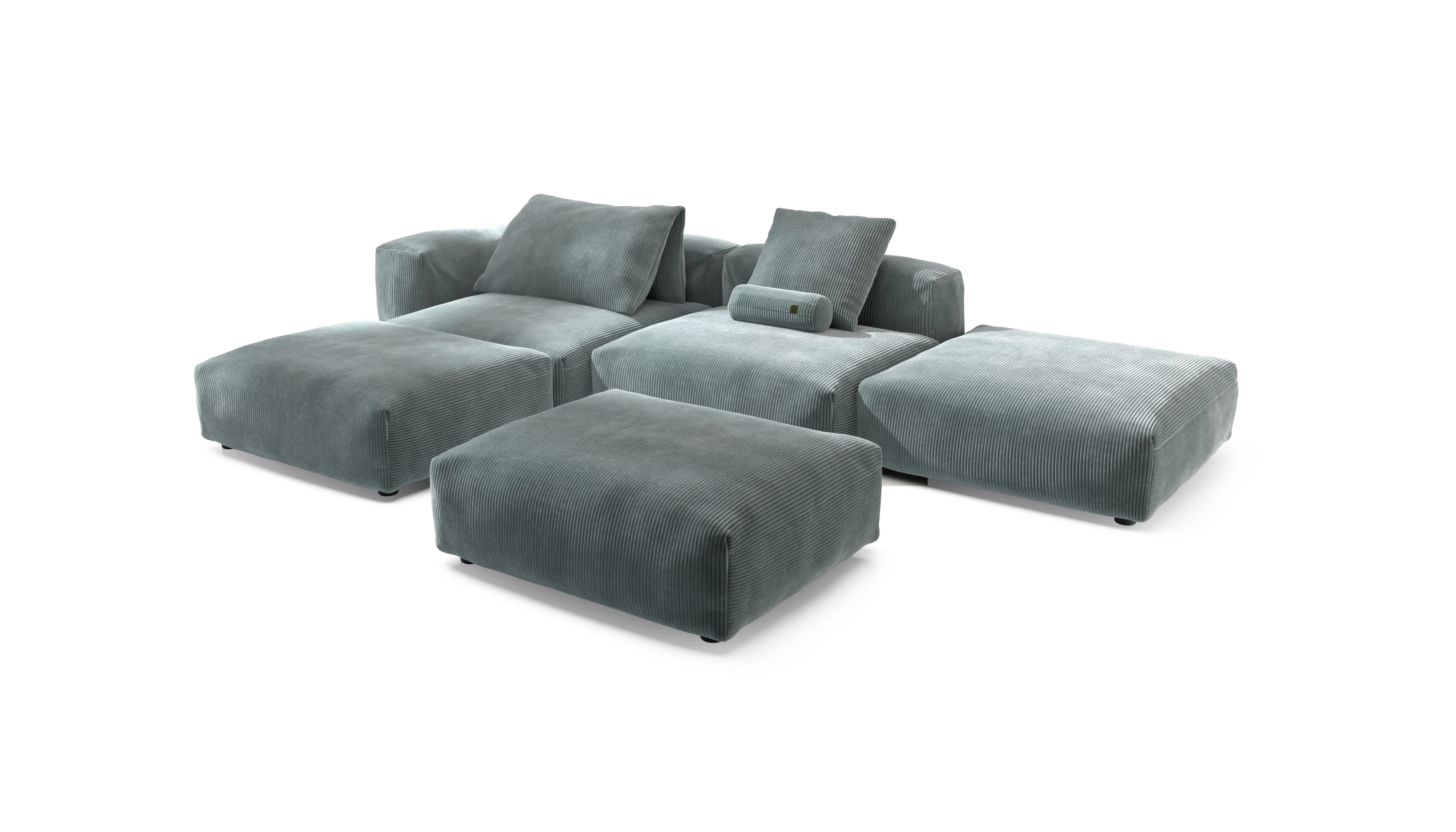 vetsak | Sofa Set 09 - The Island - Cord Velour - Mint | Modular Sofa | 7 Seater | Sofa Island - Image 4