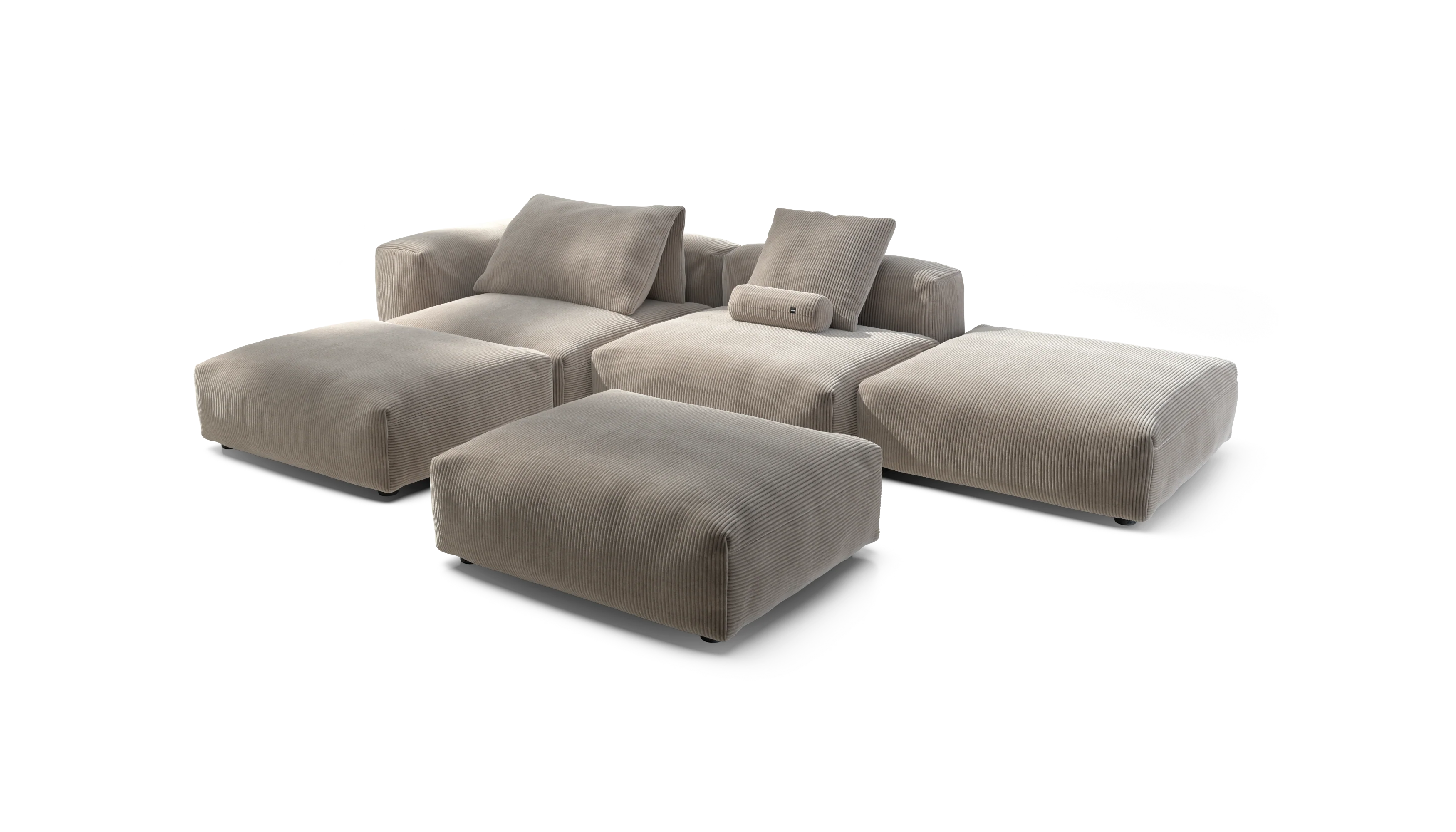 vetsak | Sofa Set 09 - The Island - Cord Velour - Platinum | Modular Sofa | 7 Seater | Sofa Island - Image 4