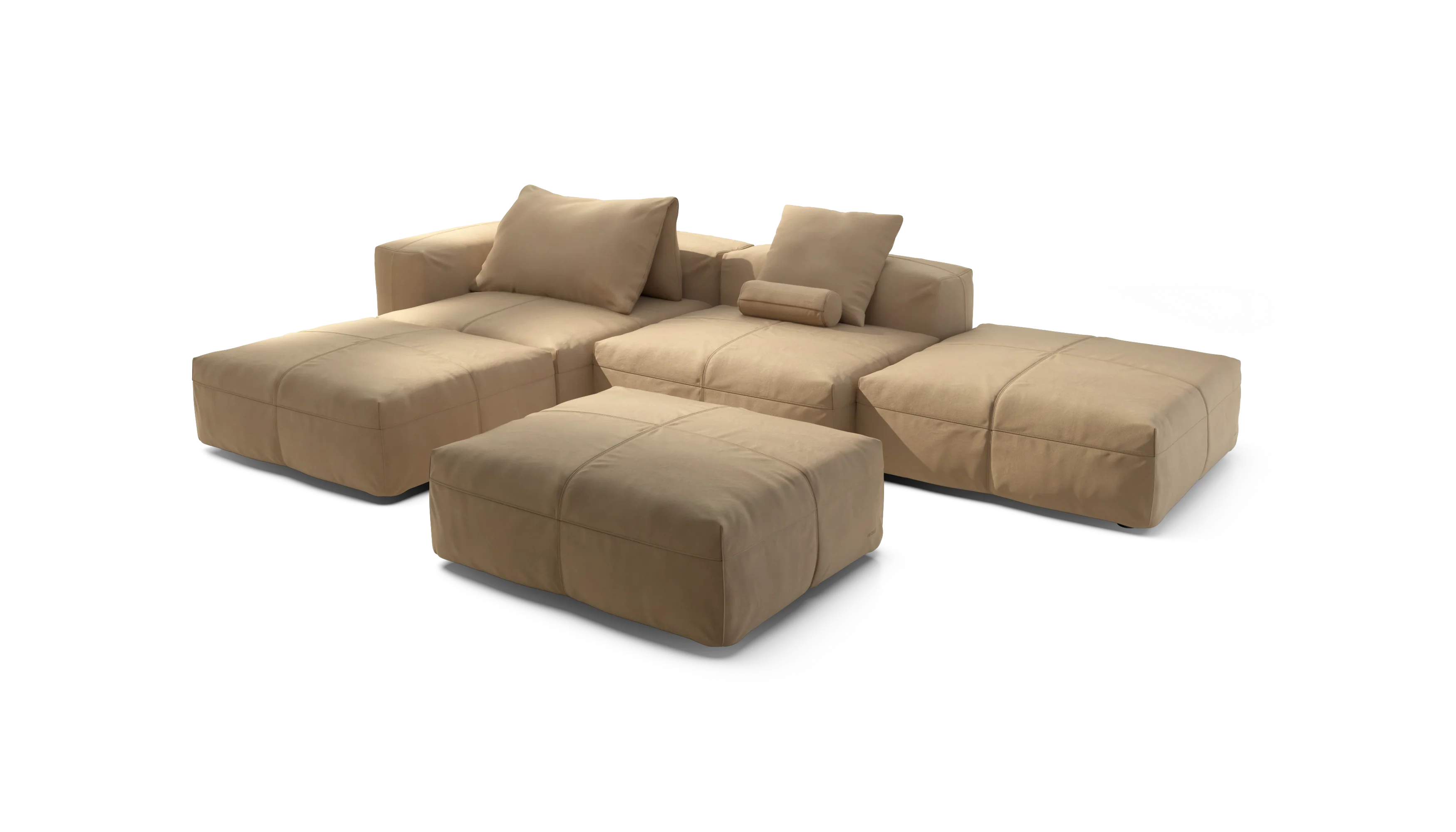 vetsak | Sofa Set 09 - The Island - Leather - Beige | Modular Sofa | 7 Seater | Sofa Island - Image 4