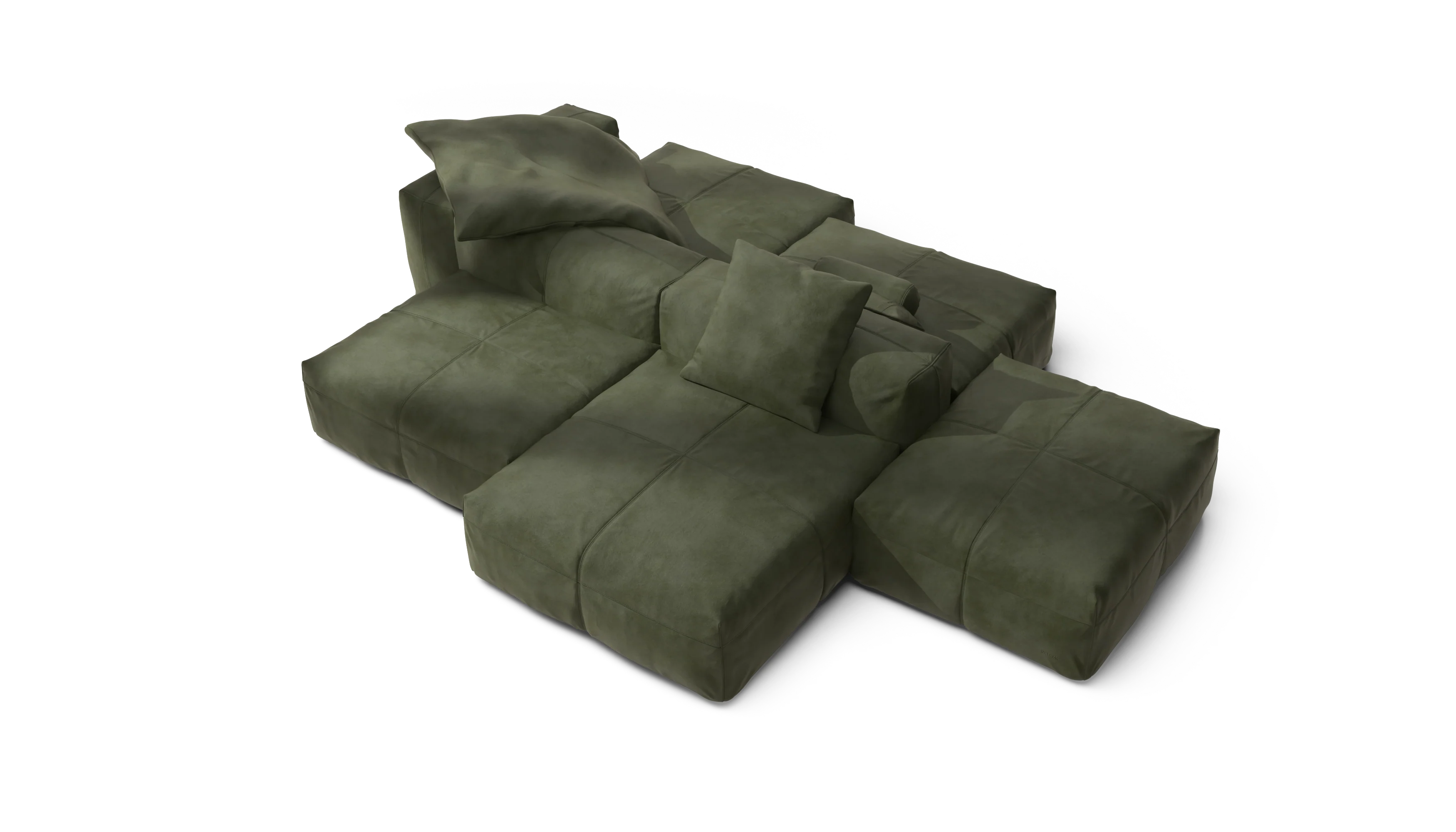 vetsak | Sofa Set 09 - The Island - Leather - Olive | Modular Sofa | 7 Seater | Sofa Island - Image 3