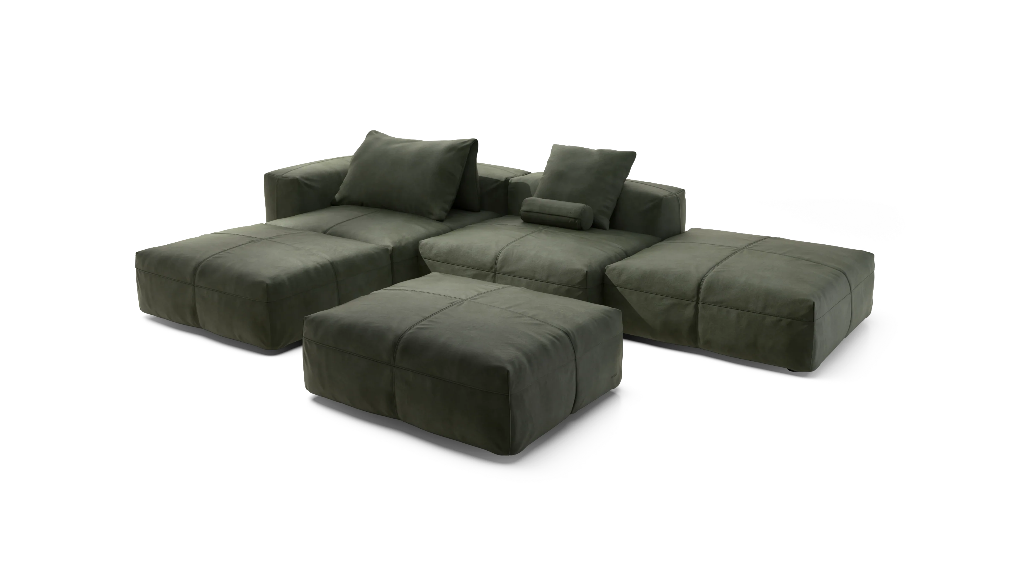 vetsak | Sofa Set 09 - The Island - Leather - Olive | Modular Sofa | 7 Seater | Sofa Island - Image 4
