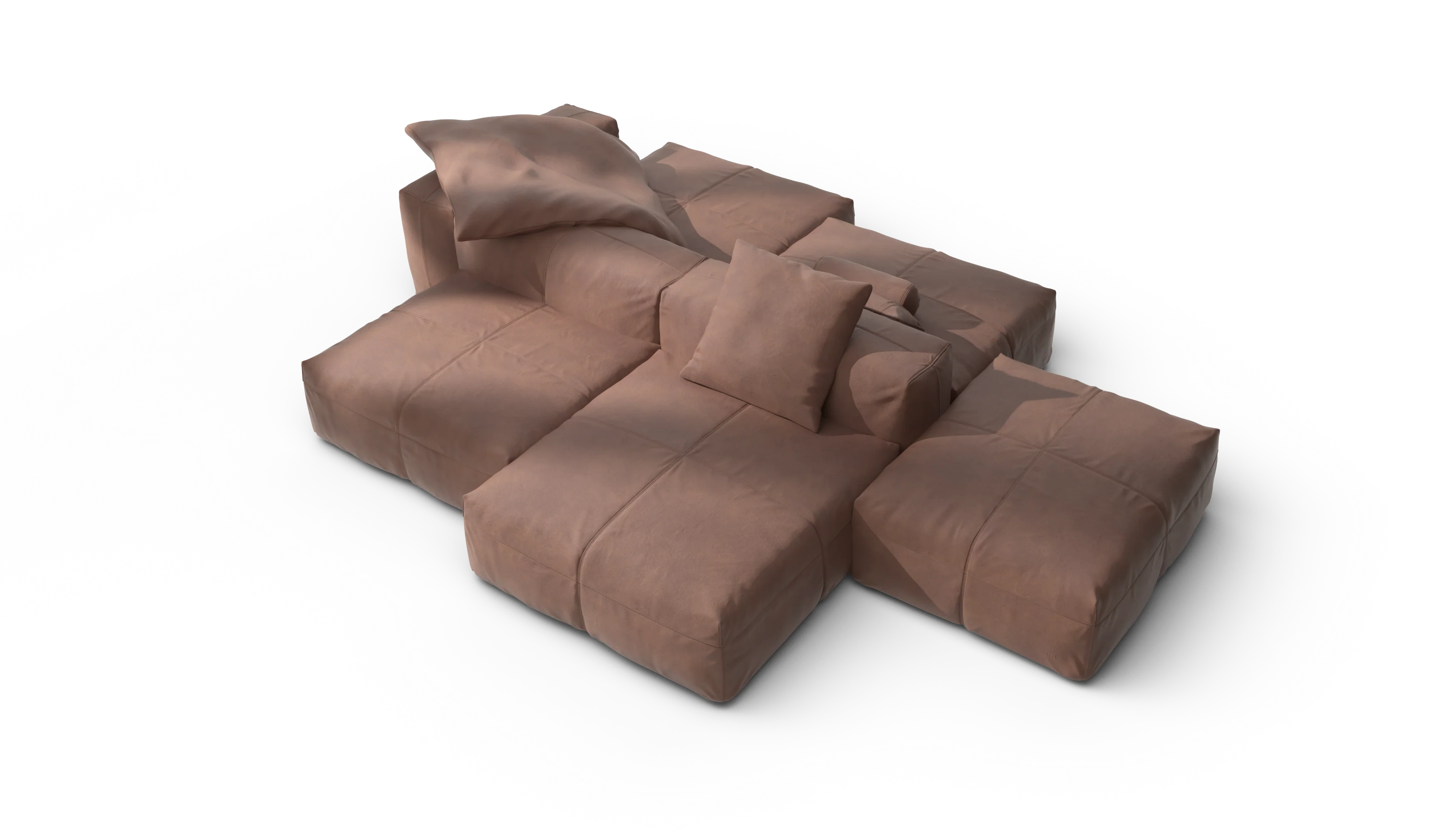 vetsak | Sofa Set 09 - The Island - Leather - Stone | Modular Sofa | 7 Seater | Sofa Island - Image 3