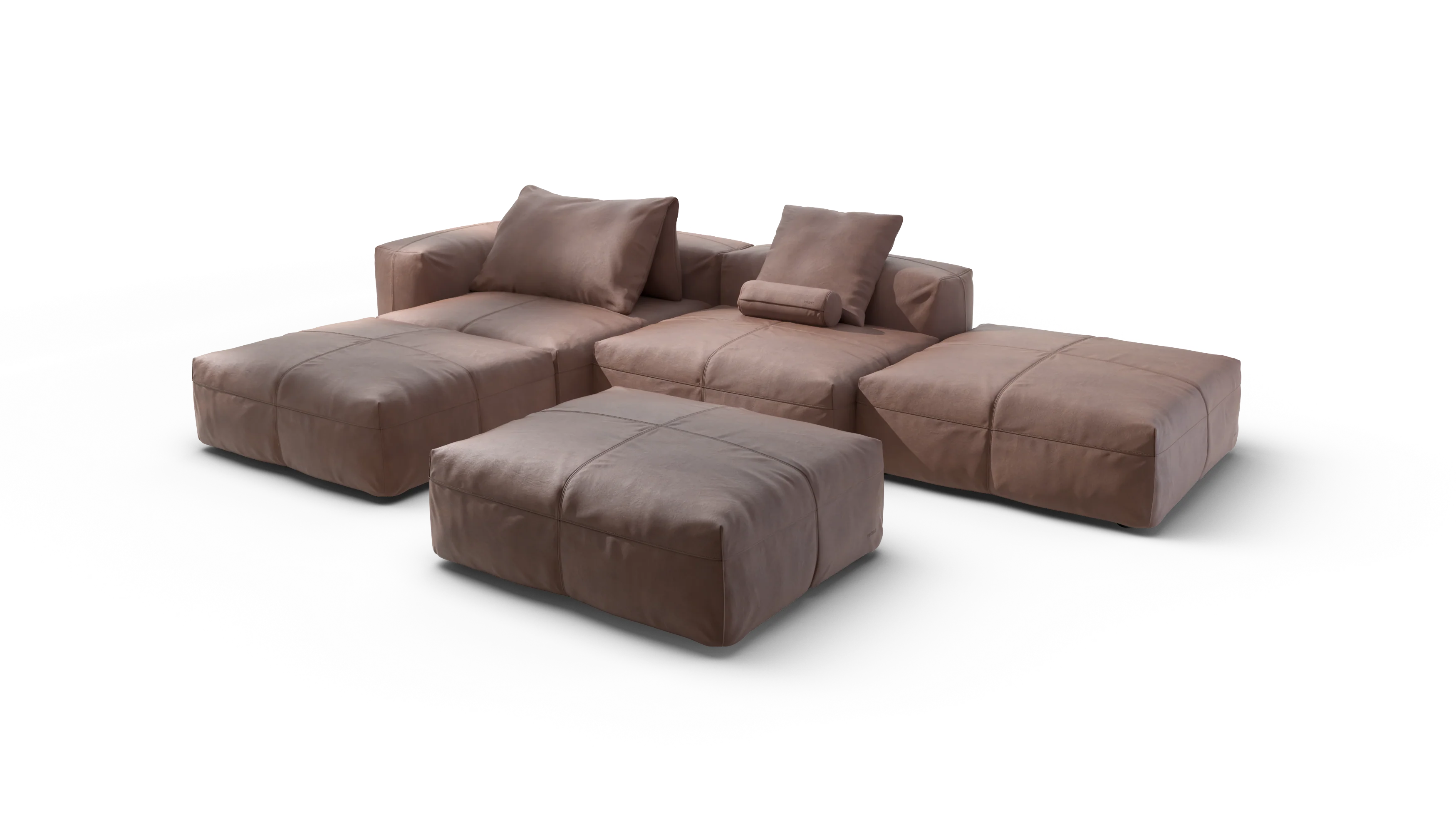 vetsak | Sofa Set 09 - The Island - Leather - Stone | Modular Sofa | 7 Seater | Sofa Island - Image 4